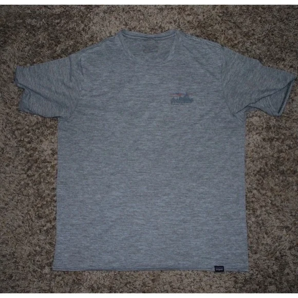 Patagonia Men's M Gray Performance Logo T‑Shirt Short Sleeve Hiking Outdoor - Picture 1 of 5